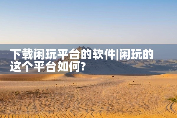 下载闲玩平台的软件