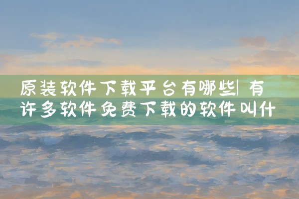 原装软件下载平台有哪些
