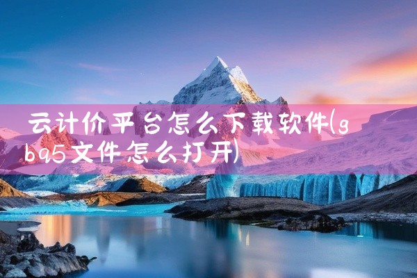 云计价平台怎么下载软件